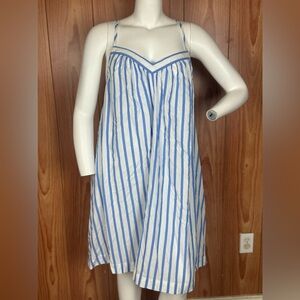 Ava Viv Midi Blue Striped Plus Size Dress 3X